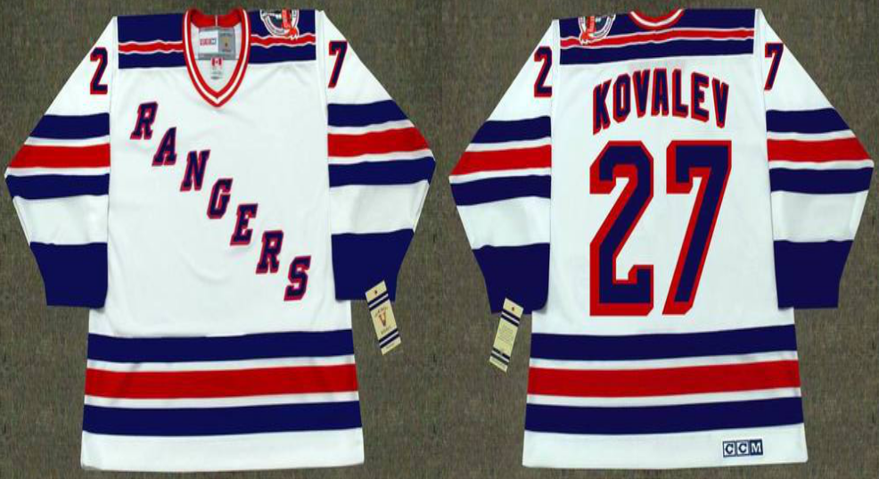 2019 Men New York Rangers 27 Kovalev white style #2 CCM NHL jerseys->new york rangers->NHL Jersey